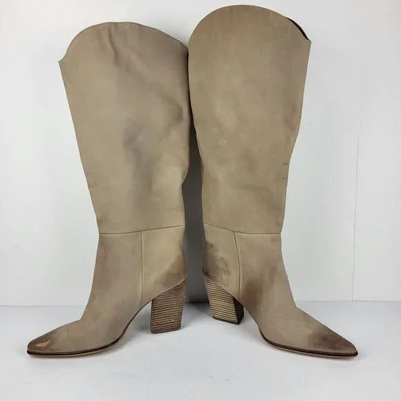 STEVE MADDEN CROFT TAN Women's LEATHER KNEE HIGH BOOTS SIZE 9.5W - Picture 13 of 16